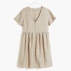 Madewell Alexandra Linen Blend Button-Front Mini Dress in size Small
